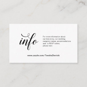 Elegant Black Script, Wedding Details, Online RSVP Enclosure Card