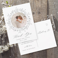Elegant Black Script Wedding Photo Thank You
