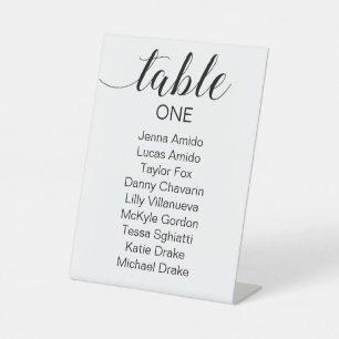 Elegant Black Script Wedding Seating Chart Pedestal Sign