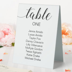 Elegant Black Script Wedding Seating Names