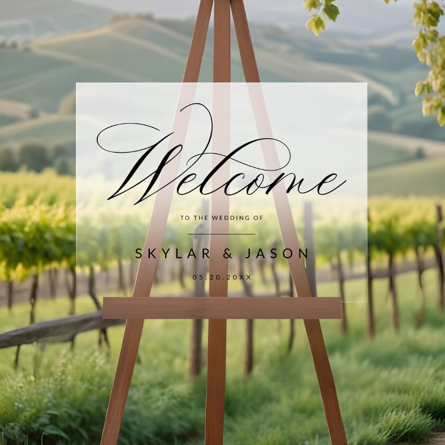 Elegant Black Script White Frosted Welcome Wedding Acrylic Sign (Elegant Black Script White Frosted Welcome Wedding Acrylic Sign)