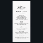 elegant black script white wedding menu card<br><div class="desc">classic script black and white design. The color and text can be personalized.</div>