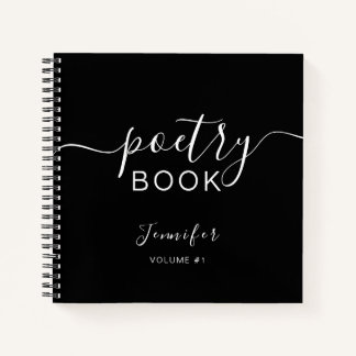Elegant Black Script Your Name Poetry Notebook