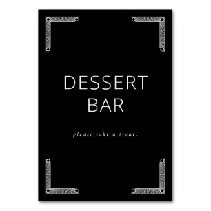 Elegant Black Serif Dessert Bar Sign Table Number