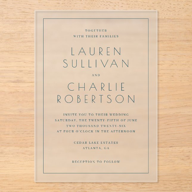 Elegant Black Serif Wedding Invitation (Front)