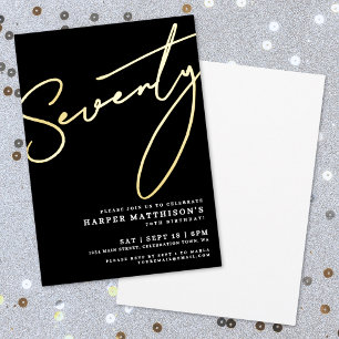 Elegant Black Seventy 70th Birthday Gold