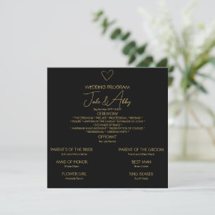 Elegant Black Shiny Love Heart Wedding Black Programme