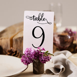 Elegant black sign   3.5x5 table number   Table 9