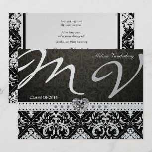 Elegant Black / Siilver Damask Class of 2013 Invitation