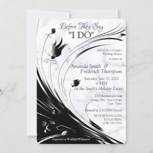 Elegant Black Silhouette on White Marble W Shower Invitation