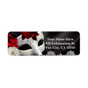 Elegant Black Silk Floral & Lace Masquerade Party