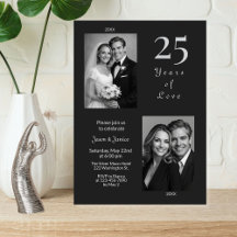 Elegant Black Silver 25th Wedding Anniversary