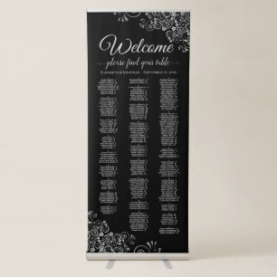 Elegant Black & Silver Alphabetical Seating Chart Retractable Banner