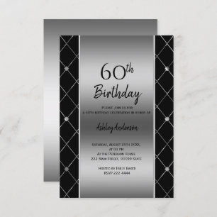 Elegant Black & Silver Birthday Invitation