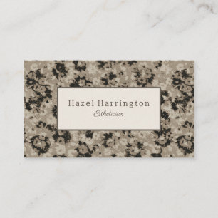 Elegant Black Silver Business Card Abstract Floral