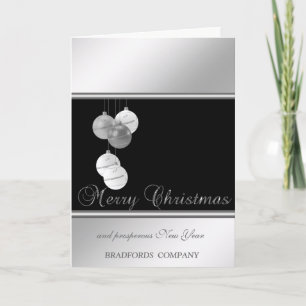 Elegant Black, Silver,  Christmas Balls, Company Holiday Card