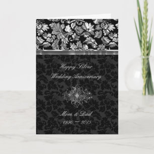 Elegant Black & Silver Damasks Card
