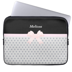 Elegant Black & Silver Diamonds Laptop Sleeve