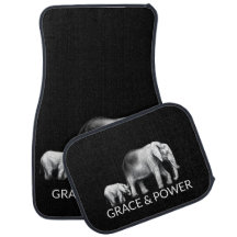 Elegant Black Silver Elephant Car Mat