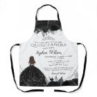 Elegant Black Silver Floral Princess Quinceañera