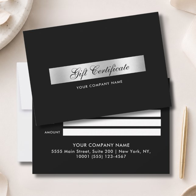 Elegant  Black Silver  Gift Certficate (Elegant Black Silver Gift Certficate)