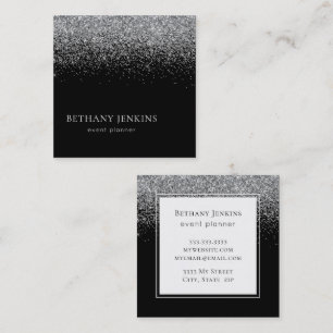 Elegant Black Silver Glitter Business Card