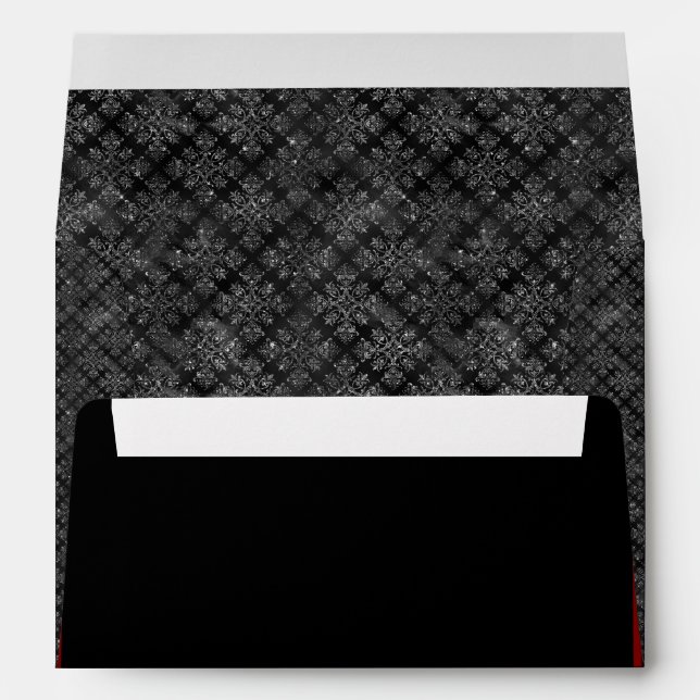 Elegant Black Silver Glitter Damask Modern Chic Envelope (Back (Bottom))