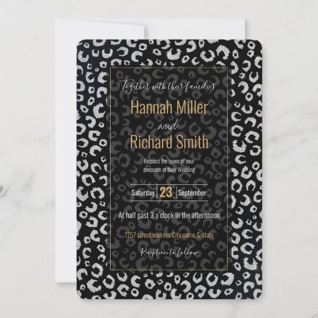 Elegant Black Silver Glitter Leopard Pattern (Front)