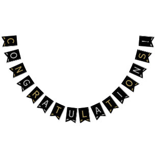 Elegant Black, Silver Gold Grad Congratulations Bunting