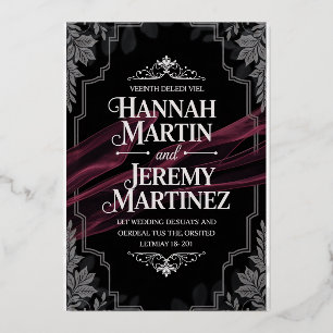 Elegant Black & Silver Gothic Wedding Invitation –