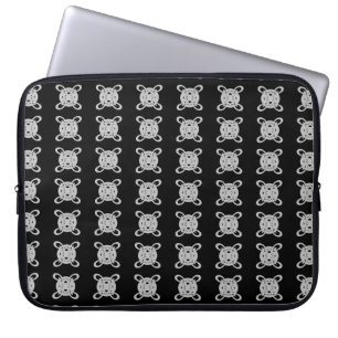 Elegant Black & Silver Grey Circle Pattern Laptop Sleeve