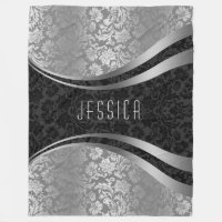 Elegant Black & Silver Grey Floral Damasks