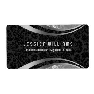 Elegant Black & Silver Grey Vintage Floral Damasks