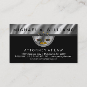 Elegant Black   Silver Lawyer Legal Law Business Business Card