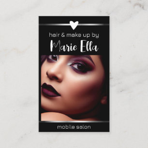 Elegant Black Silver Lines Photo QR Code Template Business Card