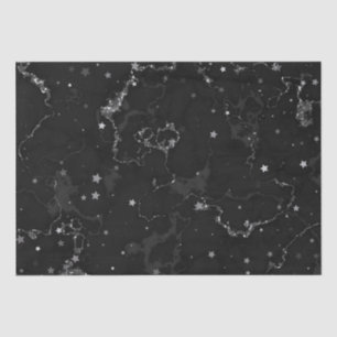 Elegant Black Silver Marble Stars Tissue Paper