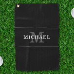 Elegant Black Silver Monogram Custom Name Golf Towel<br><div class="desc">Customise the text, and easily create your personalised golf towel. Click EDIT to change the text colour or background colour. You can TRANSFER this DESIGN on other Zazzle products and adjust it to fit most of the Zazzle items. Standard Studio designs are made in high-resolution graphics for professional print. Thank...</div>