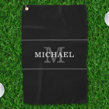 Elegant Black Silver Monogram Custom Name