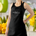 Elegant Black Silver Monogram Name Personalised Apron<br><div class="desc">Customise the text, and easily create your personalised apron. Click EDIT, then click EDIT BACKGROUND to change the background colour. You can TRANSFER this DESIGN on other Zazzle products and adjust it to fit most of the Zazzle items. Standard Studio designs are made in high-resolution graphics for professional print. Thank...</div>