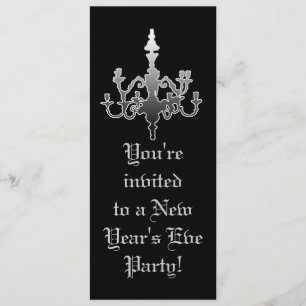 Elegant Black & Silver New Year's Eve Invitations