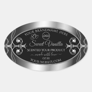 Elegant Black Silver Product Labels Diamonds Logo