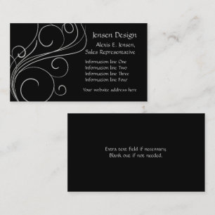 Elegant Black Silver Swirl Business Card