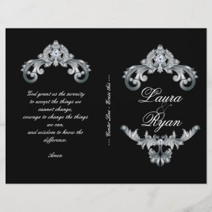 Elegant Black Silver Wedding Program Flyer