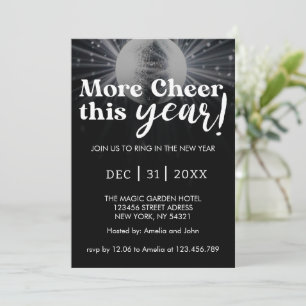 Elegant Black Silver White New Year's Eve Wedding Invitation