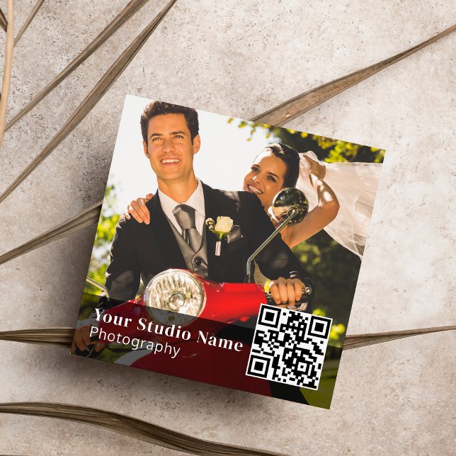 Elegant Black Simple Photography Contact Info Square Business Card (Creator Uploaded)