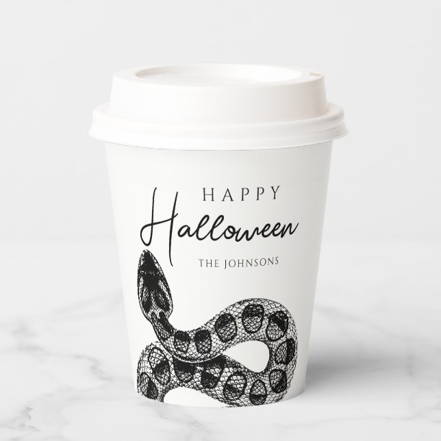 Elegant Black Snake Halloween Paper Cups (Front)