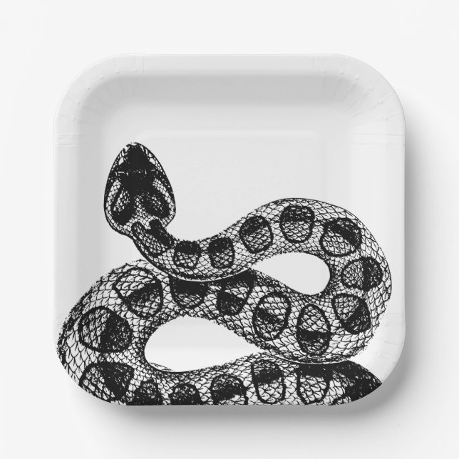 Elegant Black Snake Halloween Paper Plate (Front)