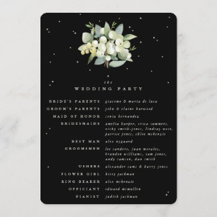 Elegant Black Snowberry+Eucalyptus Bouquet Wedding Programme