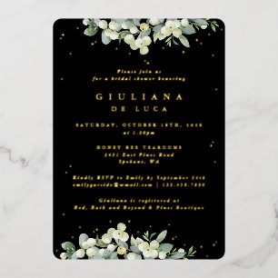 Elegant Black Snowberry+Eucalyptus Bridal Shower