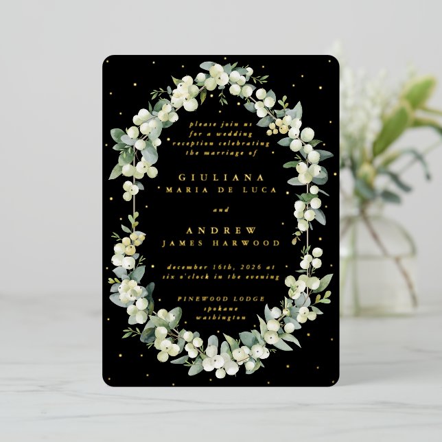Elegant Black Snowberry+Eucalyptus Reception Only  (Standing Front)